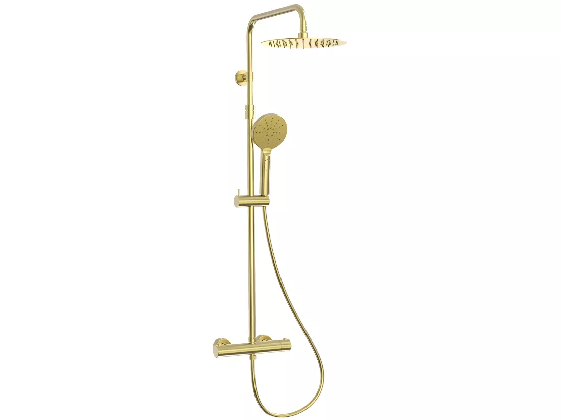 Luisa colonne de douche thermostatique or brossé - Essebagno