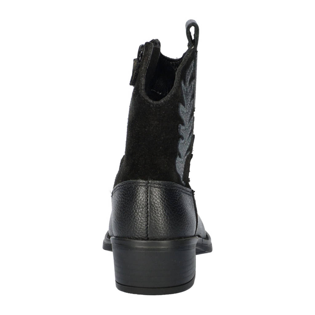 Nelson Kids leren cowboylaarzen zwart