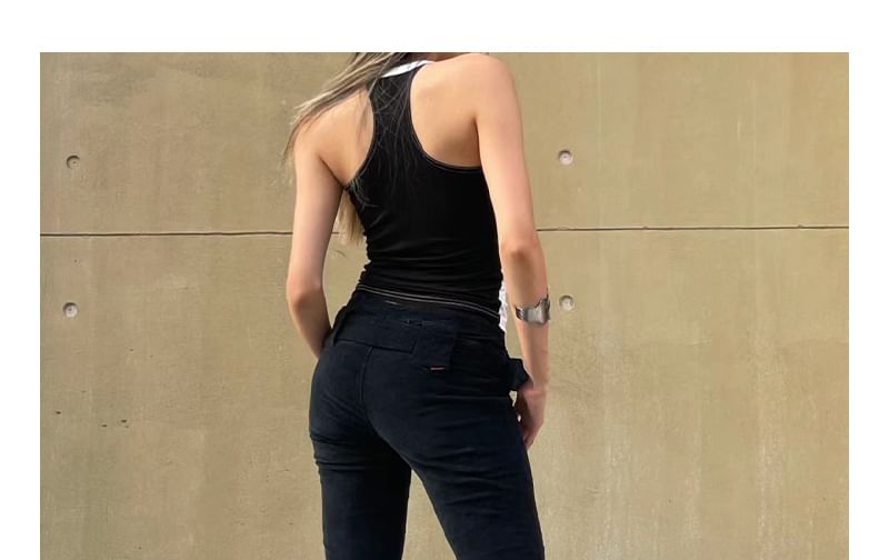 GAGAO - Bootcutbroek van corduroy met middelhoge taille en riem