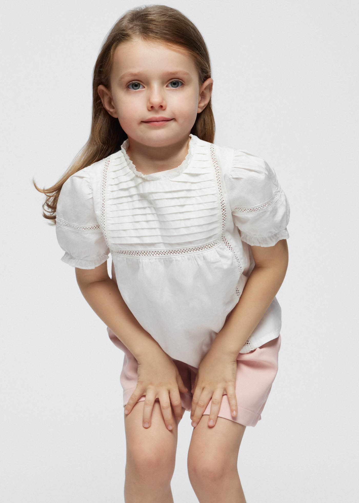 Blusa de algodão popeline Better Cotton para meninas, cor nude
