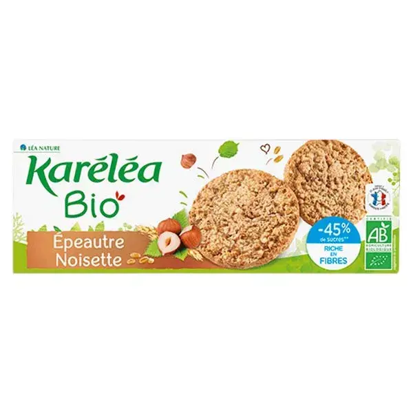 Biscoitos amanteigados orgânicos de espelta e avelã Karéléa 150g