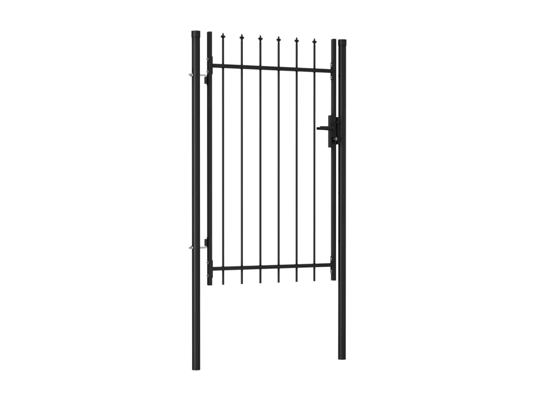 Portillon simple porte avec dessus à pointe Acier 1x1,5 m Noir