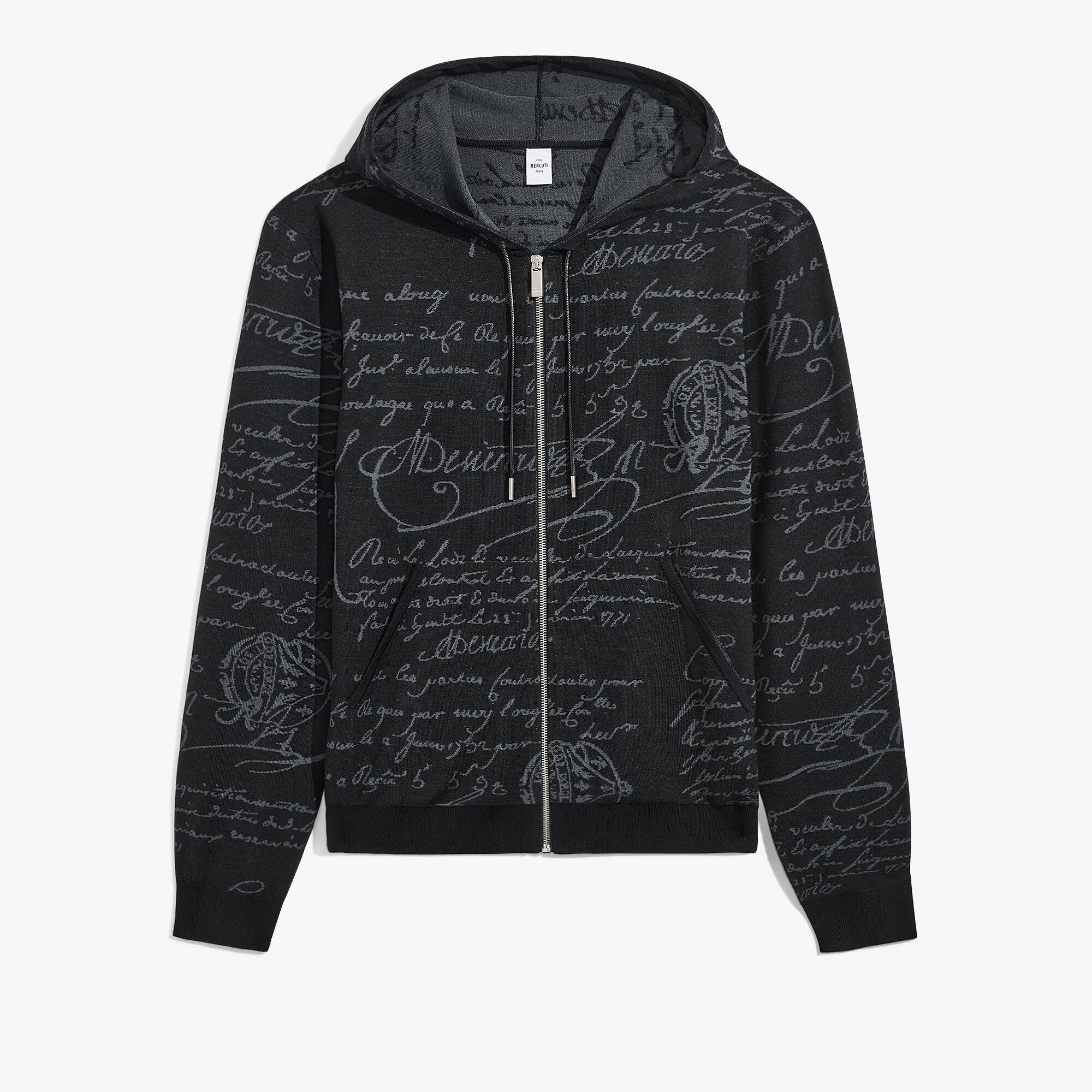 Sweat À Capuche Zippe Scritto En Laine