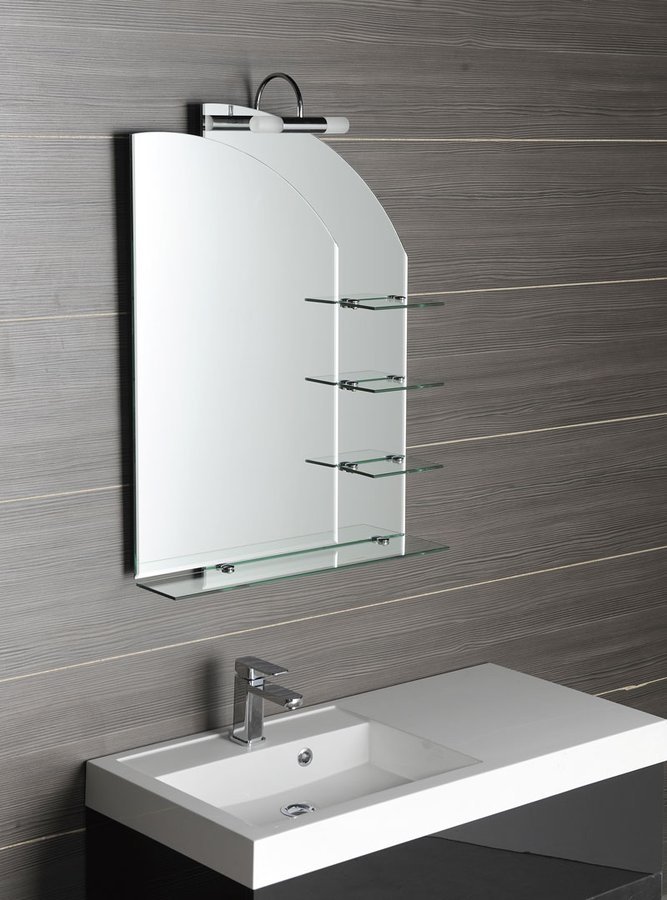 Aqualine Wega spiegel met bogen en planchets 65x90cm