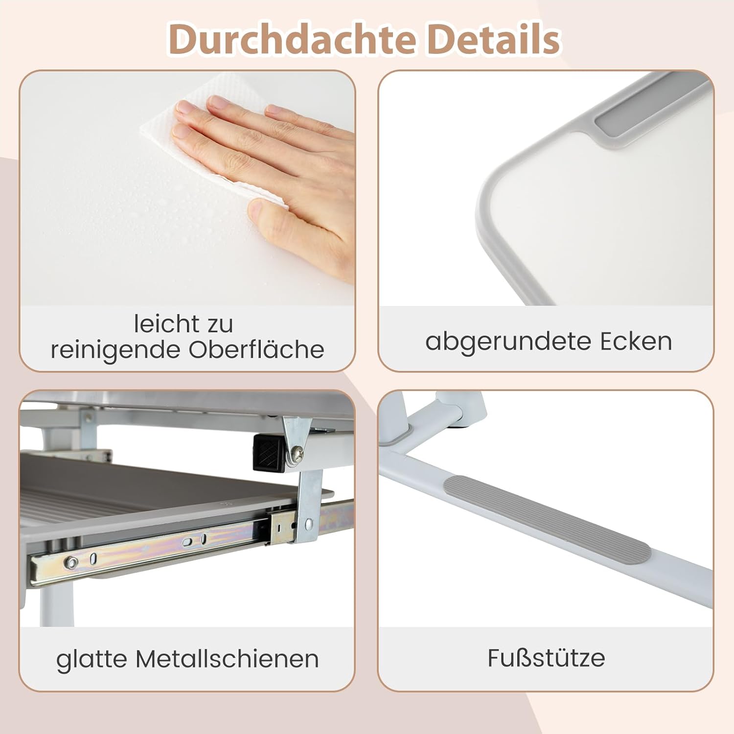 COSTWAY Schreibtisch Kinder mit Stuhl, Kinderschreibtisch höhenverstellbar mit neigbarer Tischplatte, Jugendschreibtisch mit Schublade & Buchständer für Schulanfänger ab 3 Jahren (Grau)