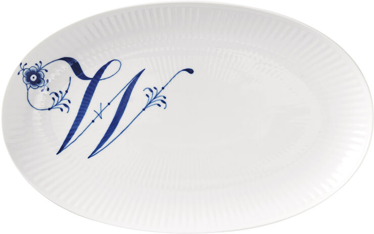 Royal Copenhagen Alfabet Asiet, W, 23,5 cm Hvid