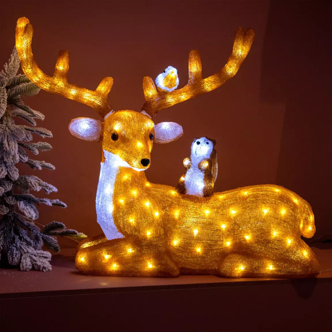 Renne lumineux et ses amis 140 LED (H66 cm) Blanc chaud