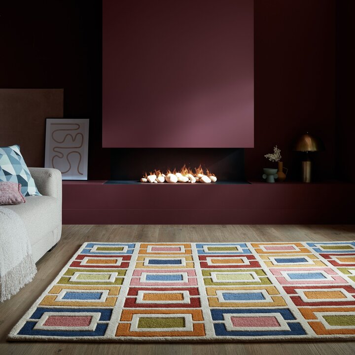 Retro vloerkleed - Ryano Blokken Multicolor