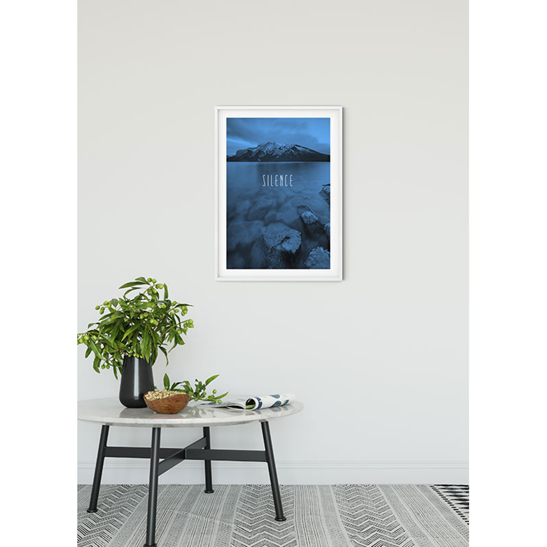 Wandbild WORD LAKE SILENCE BLUE - 50x70 cm