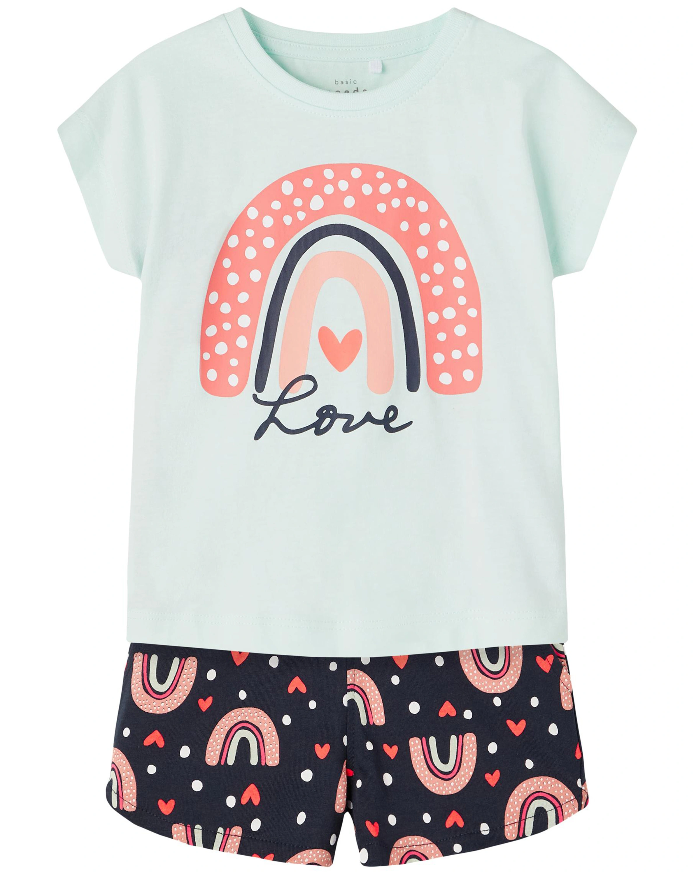 T-Shirt NMFVIGEA RAINBOW mit Shorts in glacier