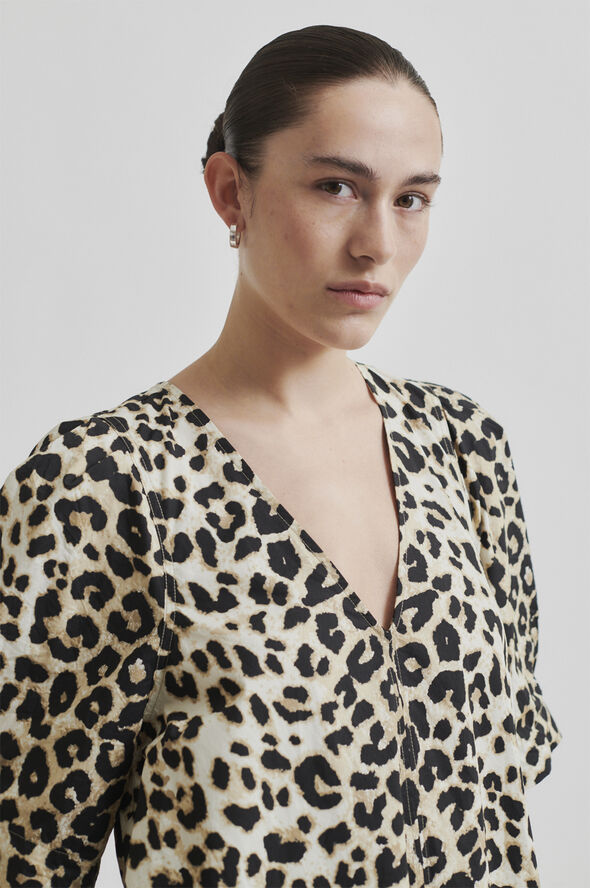 Second Female Leoa Poplin Leopard Maxi Kjole Kelp