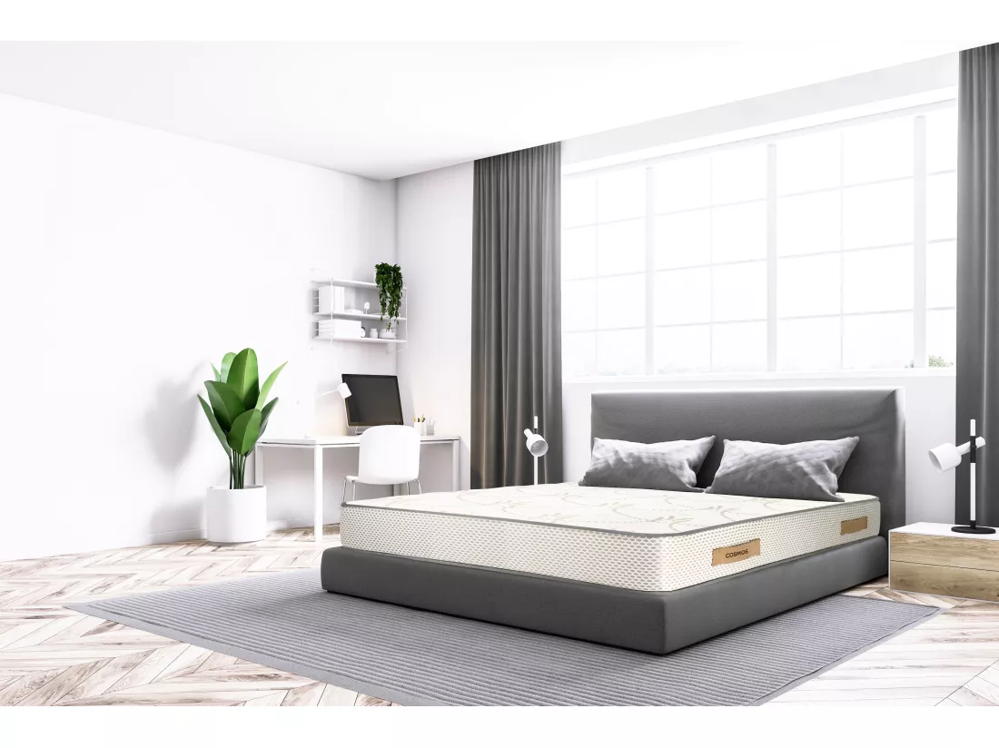 Matelas mousse Cosmos White - 140x190cm - accueil mémoire de forme 50kg/m3 et 12 zones - 28 cm