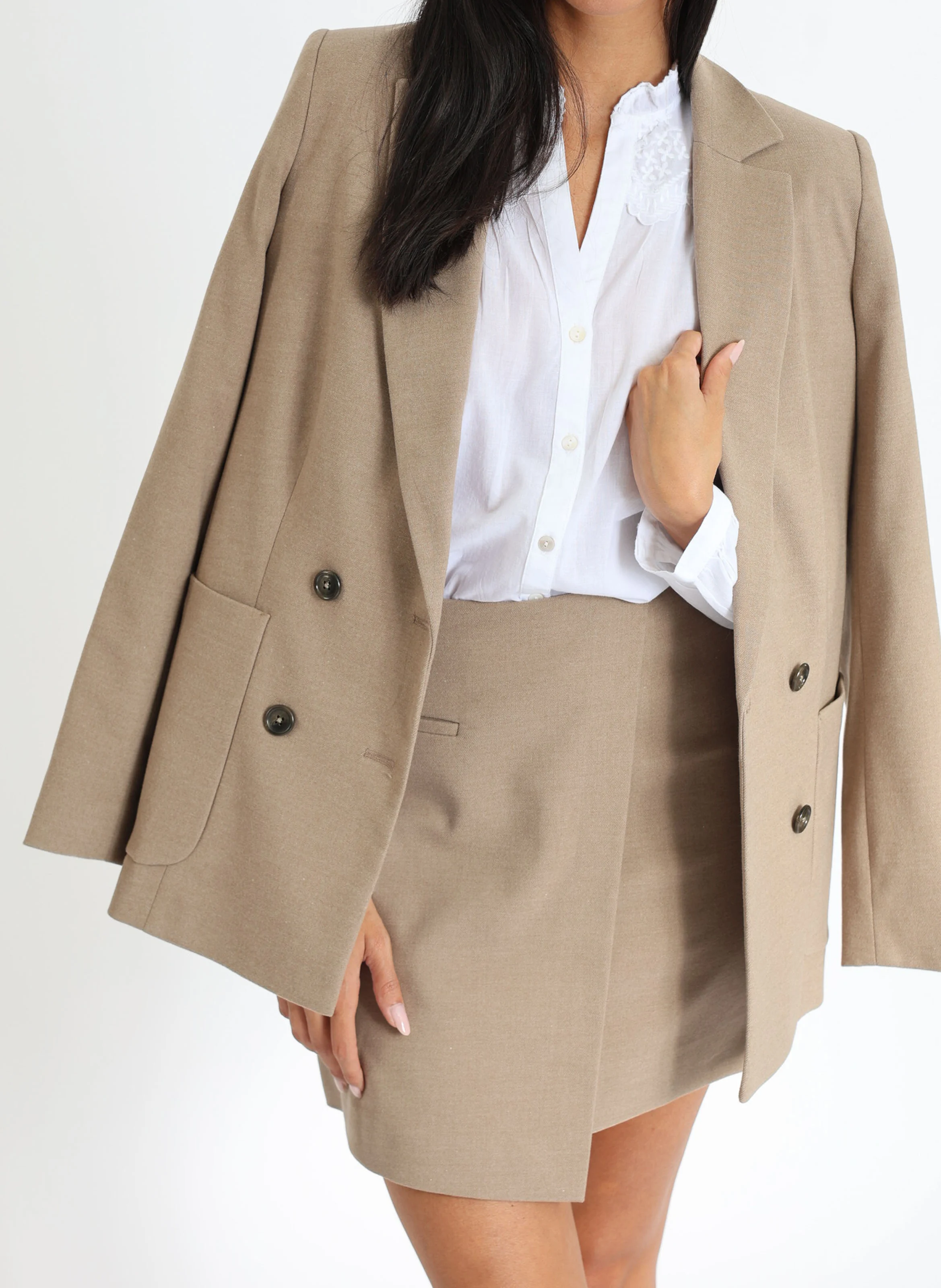 MACHA - Veste tailleur croisée | Beige