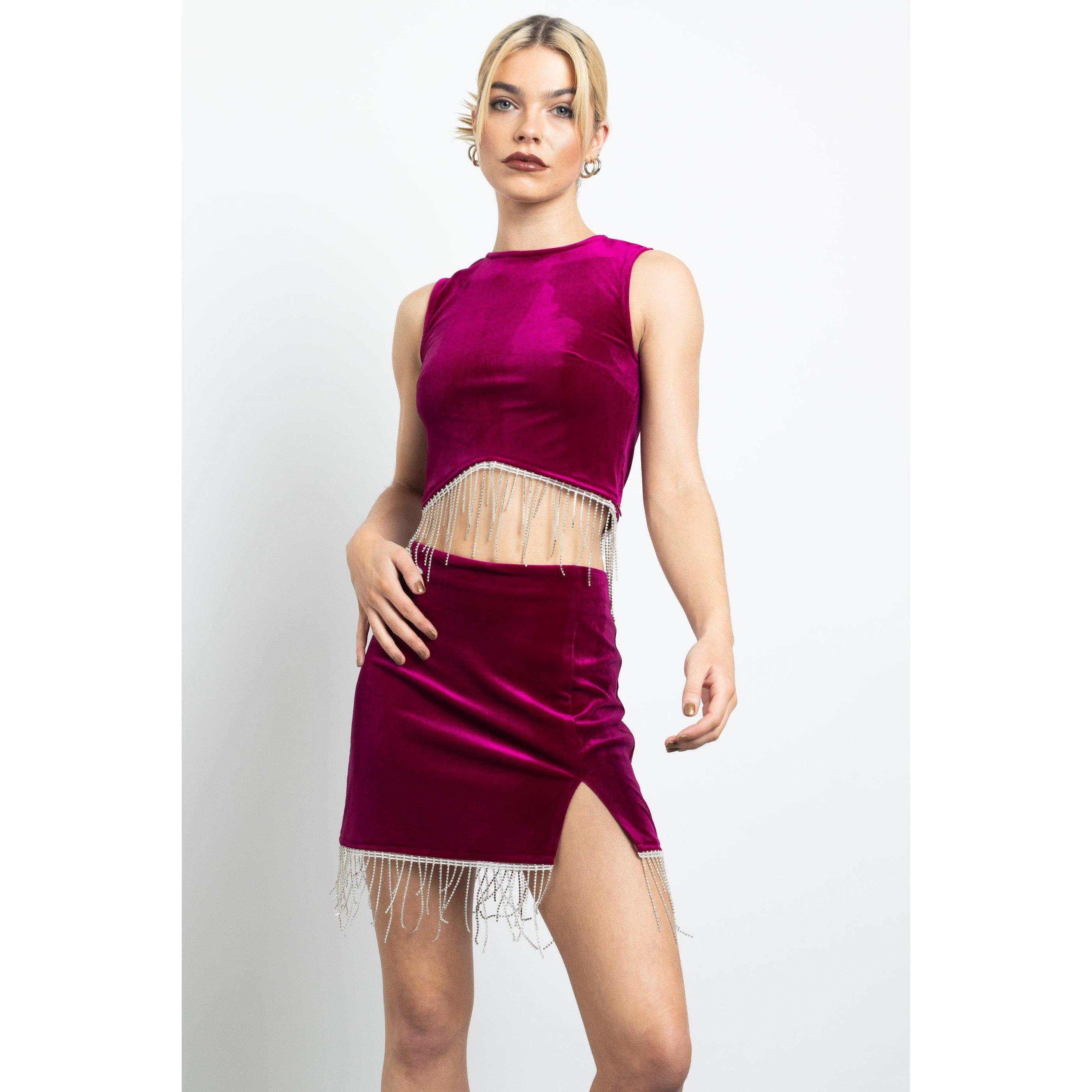 Daisy Street Velvet Crop Top