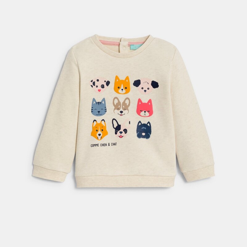 Sweat molleton animaux rose bébé fille Beige