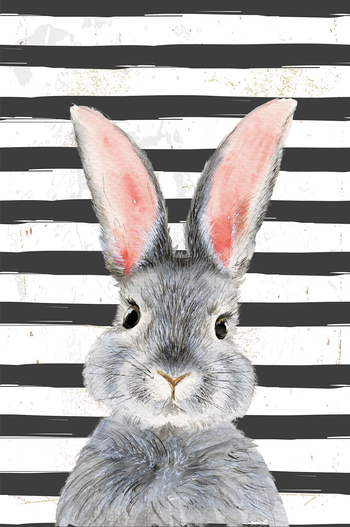 queence Metallbild »Bunny« 1 Stk. tlg. Hase, Blechschild, Stahlschild, gestreift