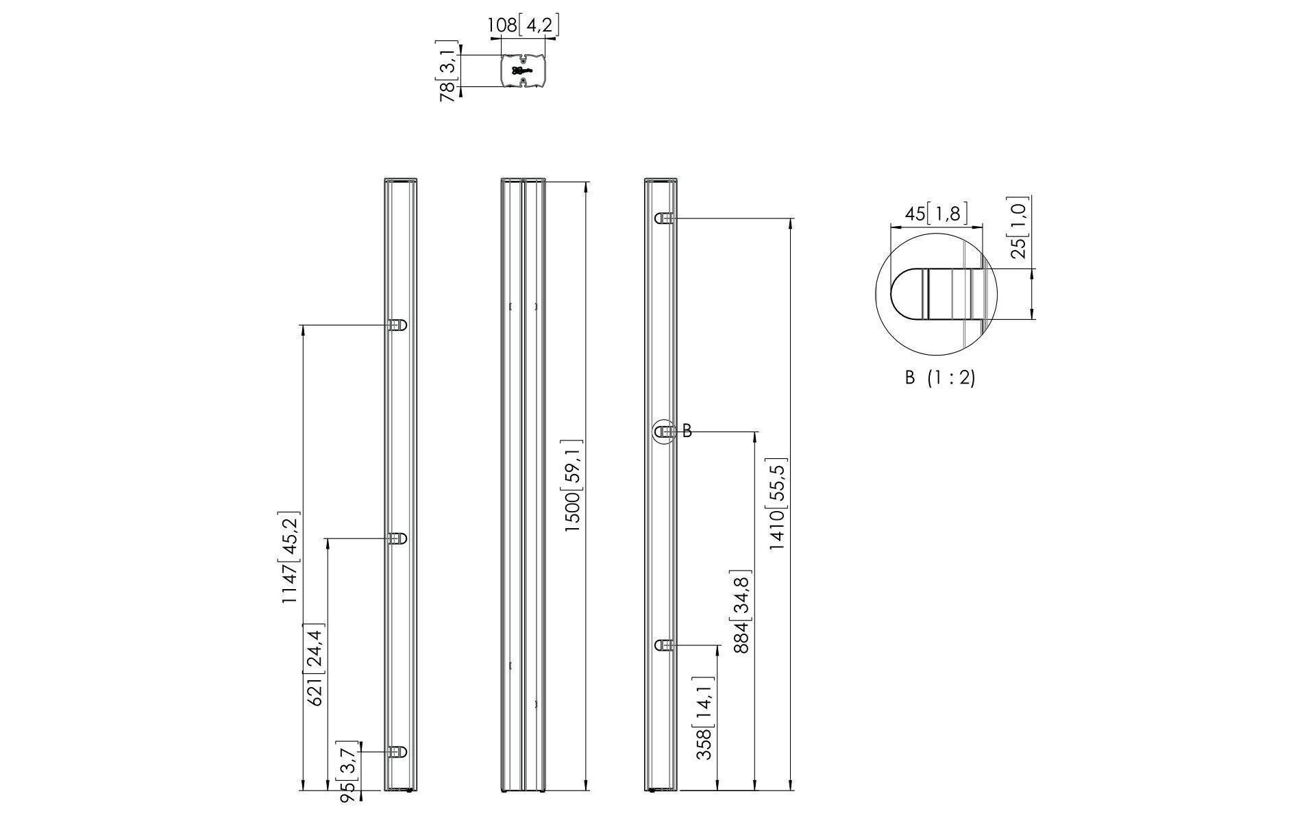 Ersatzteil PUC 2715B Schwarz<br>PUC 2715 Profil für Vogel's Connect-it System