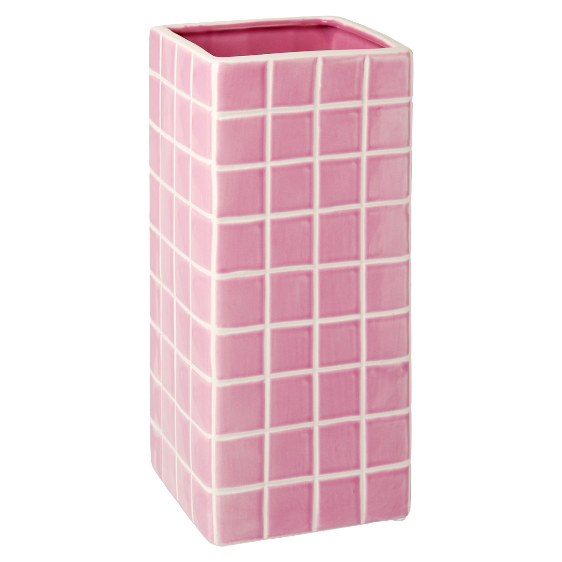 Vase mit Kachel-Muster rosa