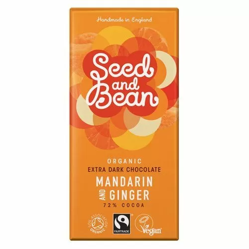 Mørk Chokolade 72% m. Mandarin & Ginger Ø - 85 g.