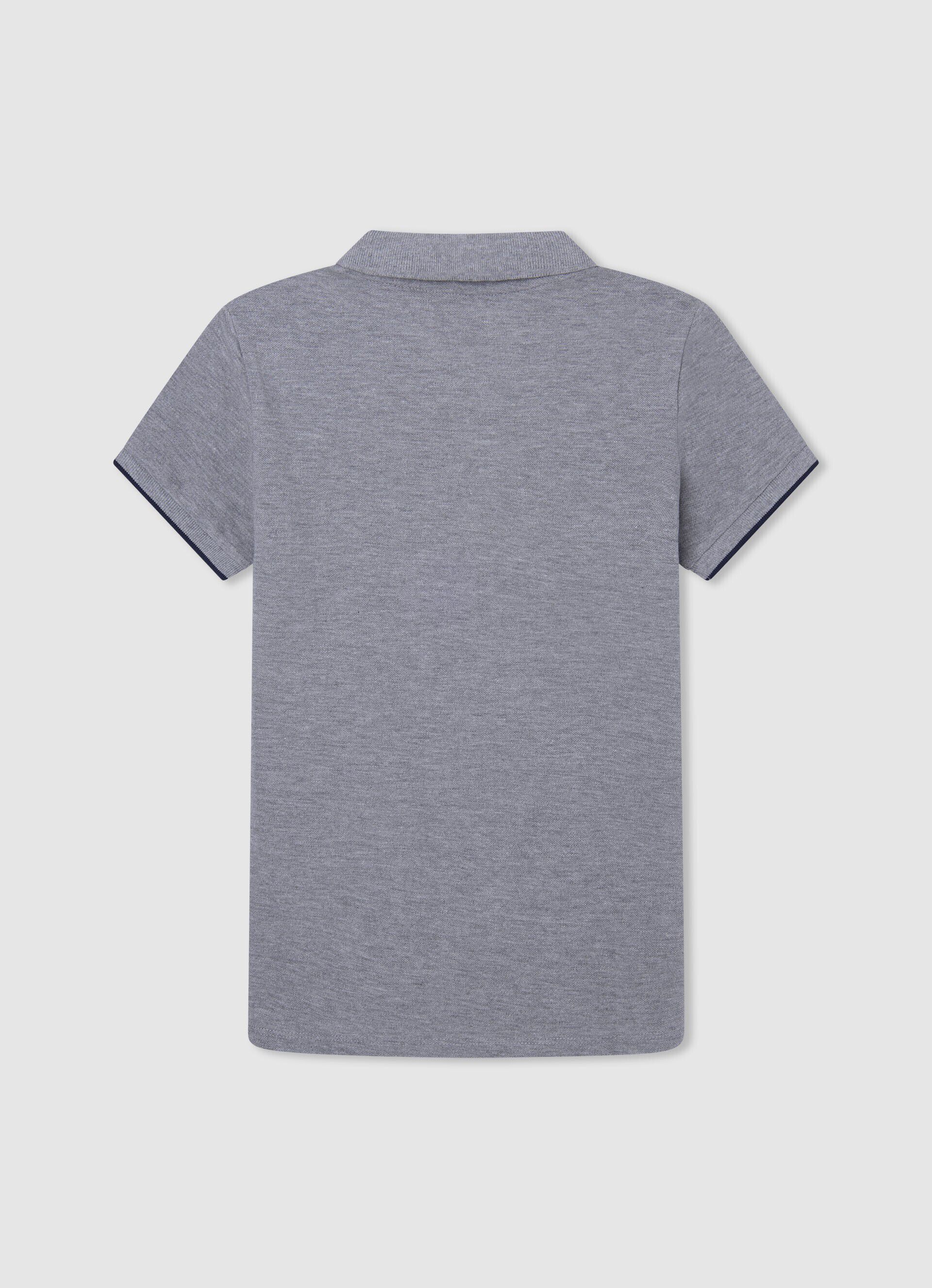 Camisa polo de algodão piqué com logotipo bordado - cinza mescla