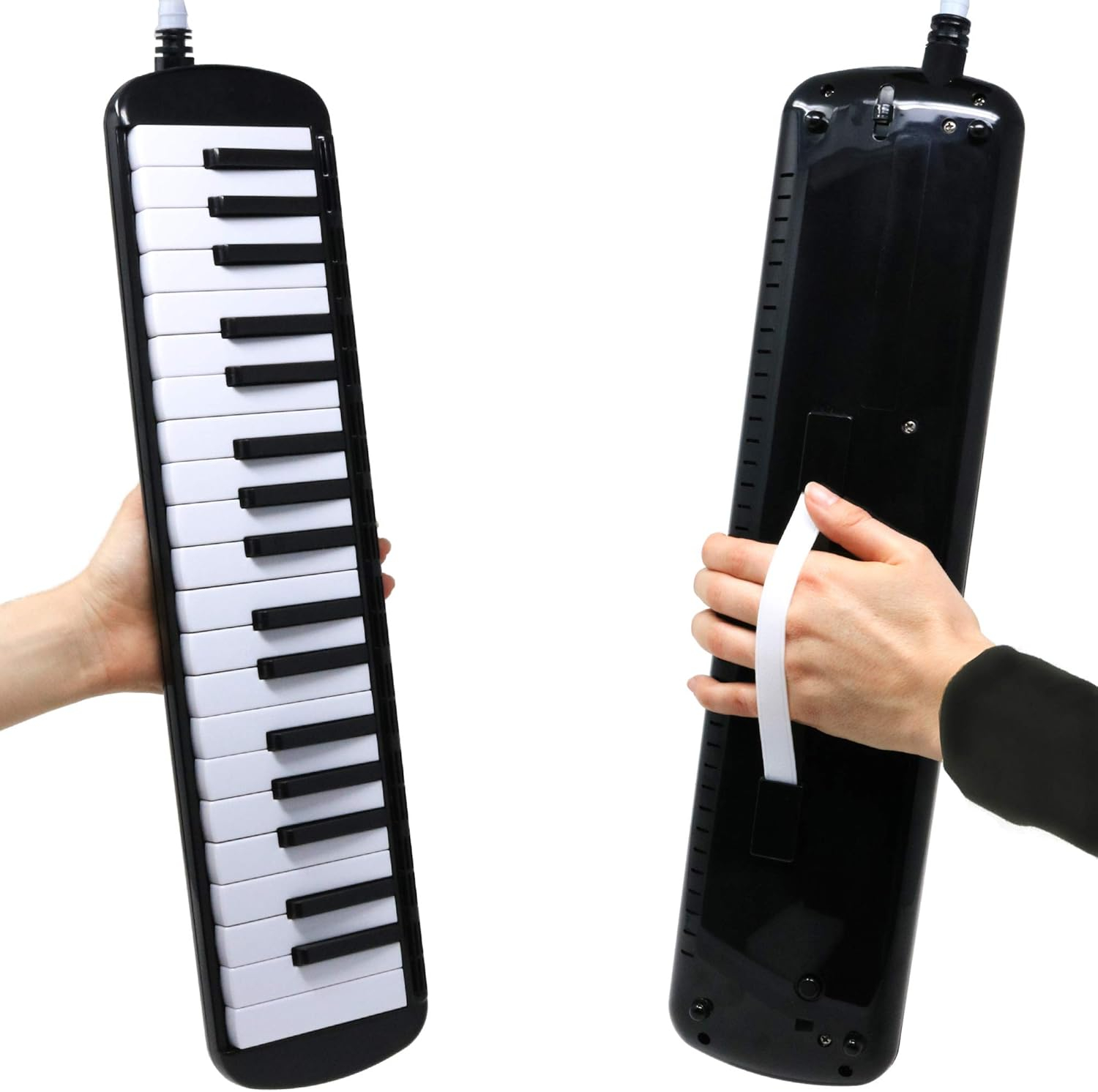 Melodica Blas Klavier Harmonika Musik Instrument 32 Tasten mit Luftschlauch & Aufbewahrungstasche - Schwarz / Weiss