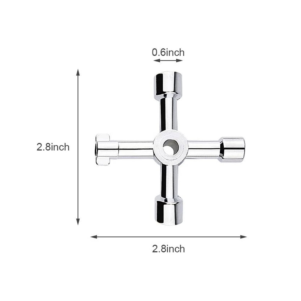 (Ø7cm) 4 Wege Universal Schlüssel Cross Key Dreikant/Vierkant Utilities Schaltschrankschlüssel - Silber