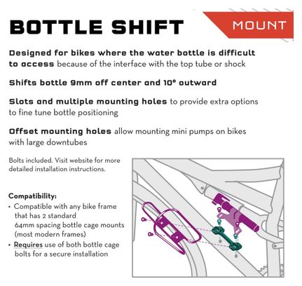 Support de Porte-Bidon Wolf Tooth B-RAD Bottle Shift Noir