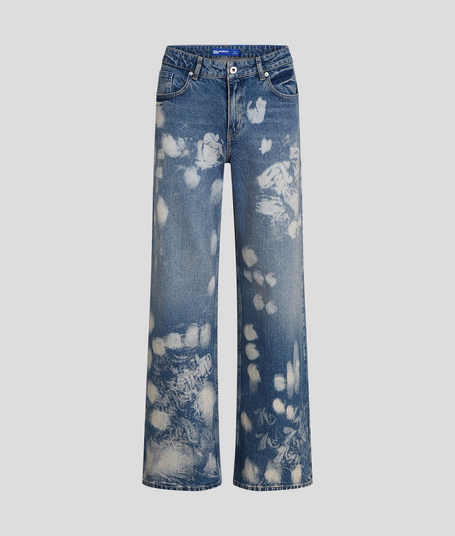 JEAN DÉCONTRACTÉ TAILLE MI-HAUTE EFFET DÉLAVÉ - Denim blanchi