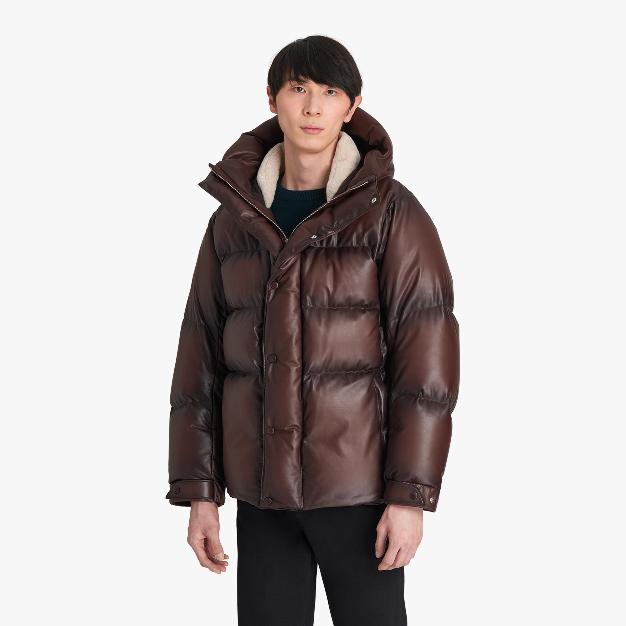 Doudoune En Cuir Patine