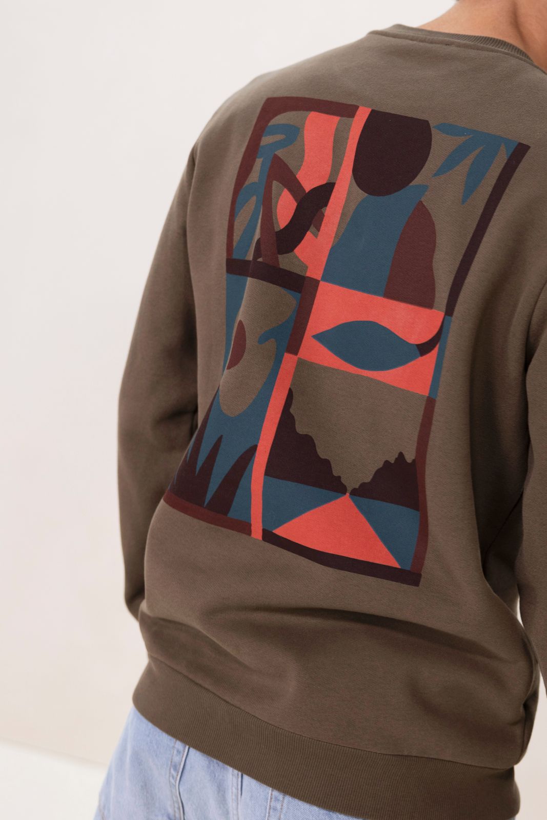 Donkergroene sweater met print