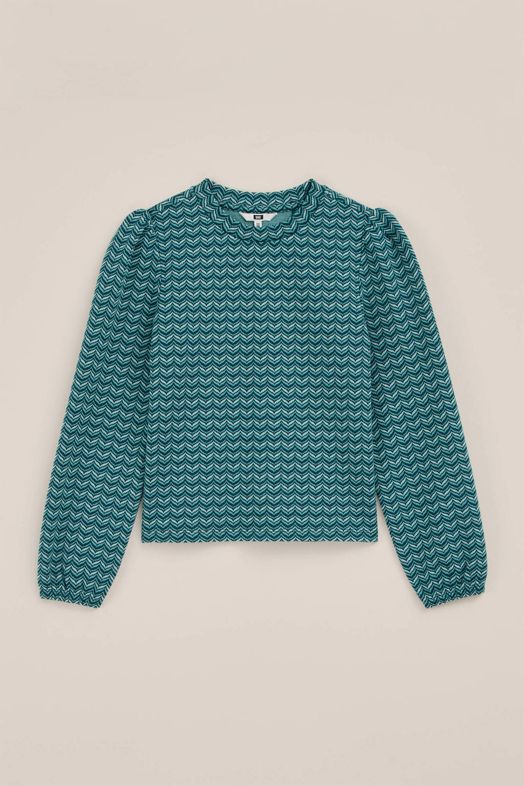 WE Fashion top met all over print groen/wit