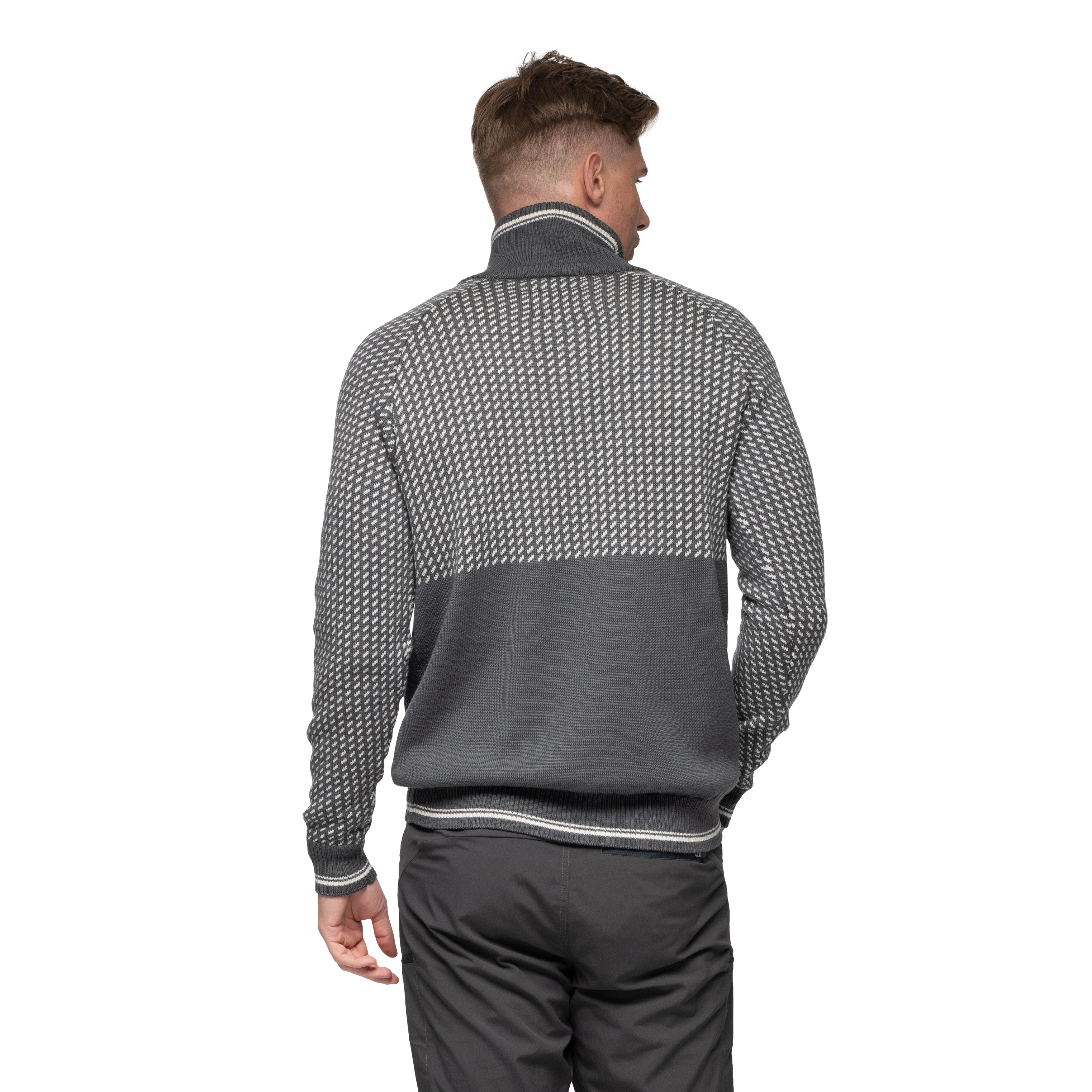 Alvdal Wool Half Zip Solid Dark Grey / Vanilla White