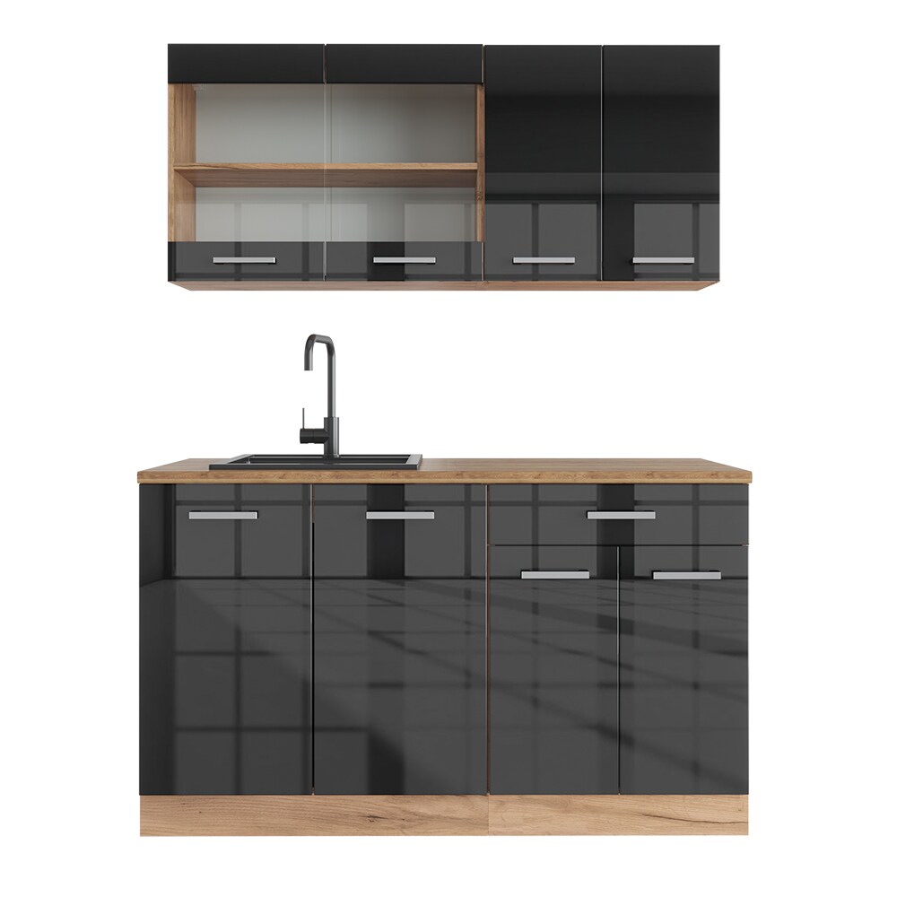 Vicco Küchenzeile Küchenblock Einbauküche R-Line Single Front Anthrazit HGL