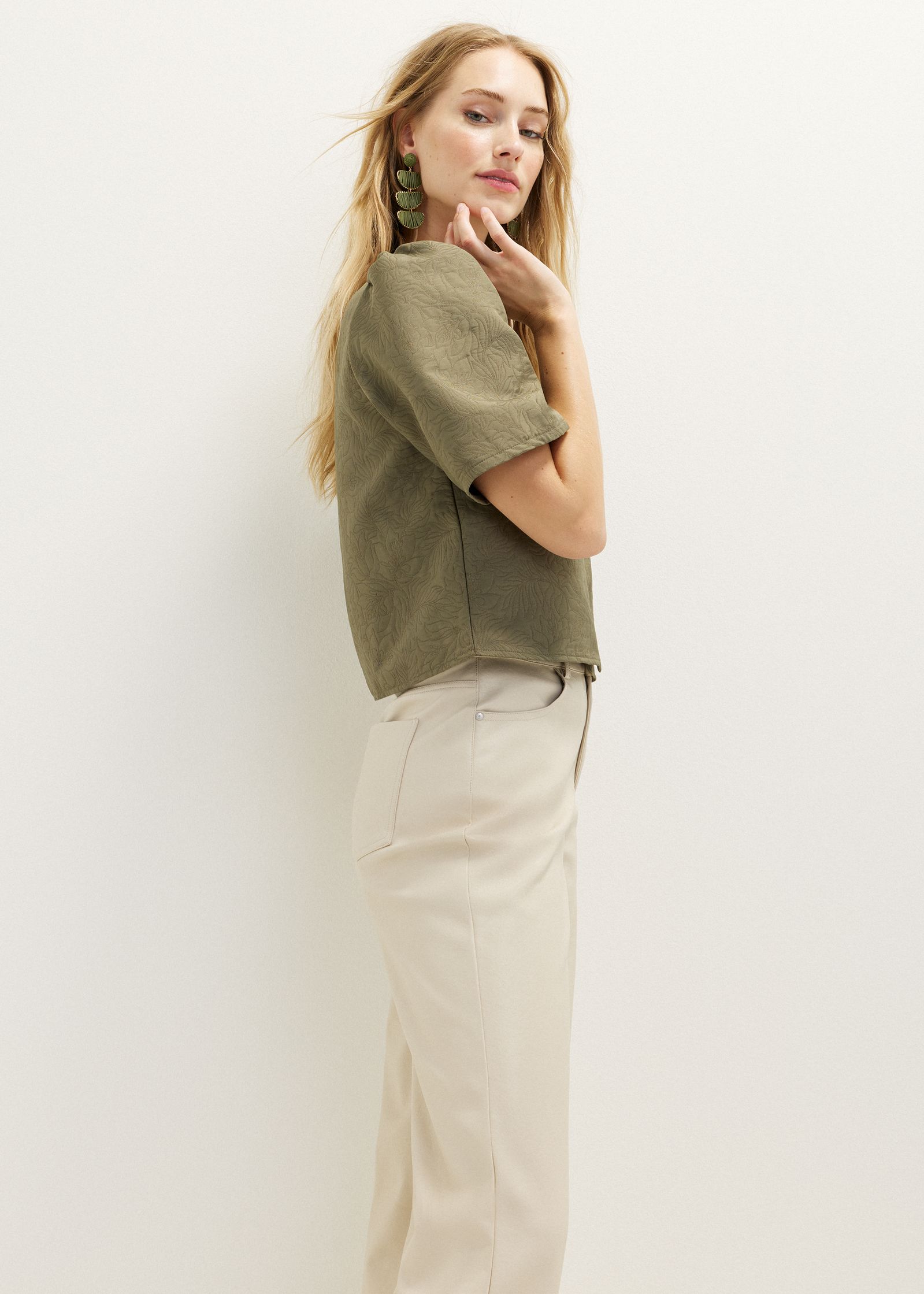 Blouse met jacquard details