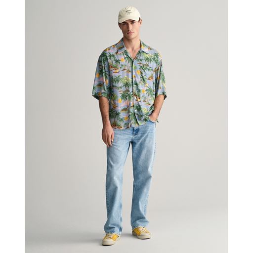 GANT Relaxed Fit Hawaiian Skjorte, Dove Blue, S