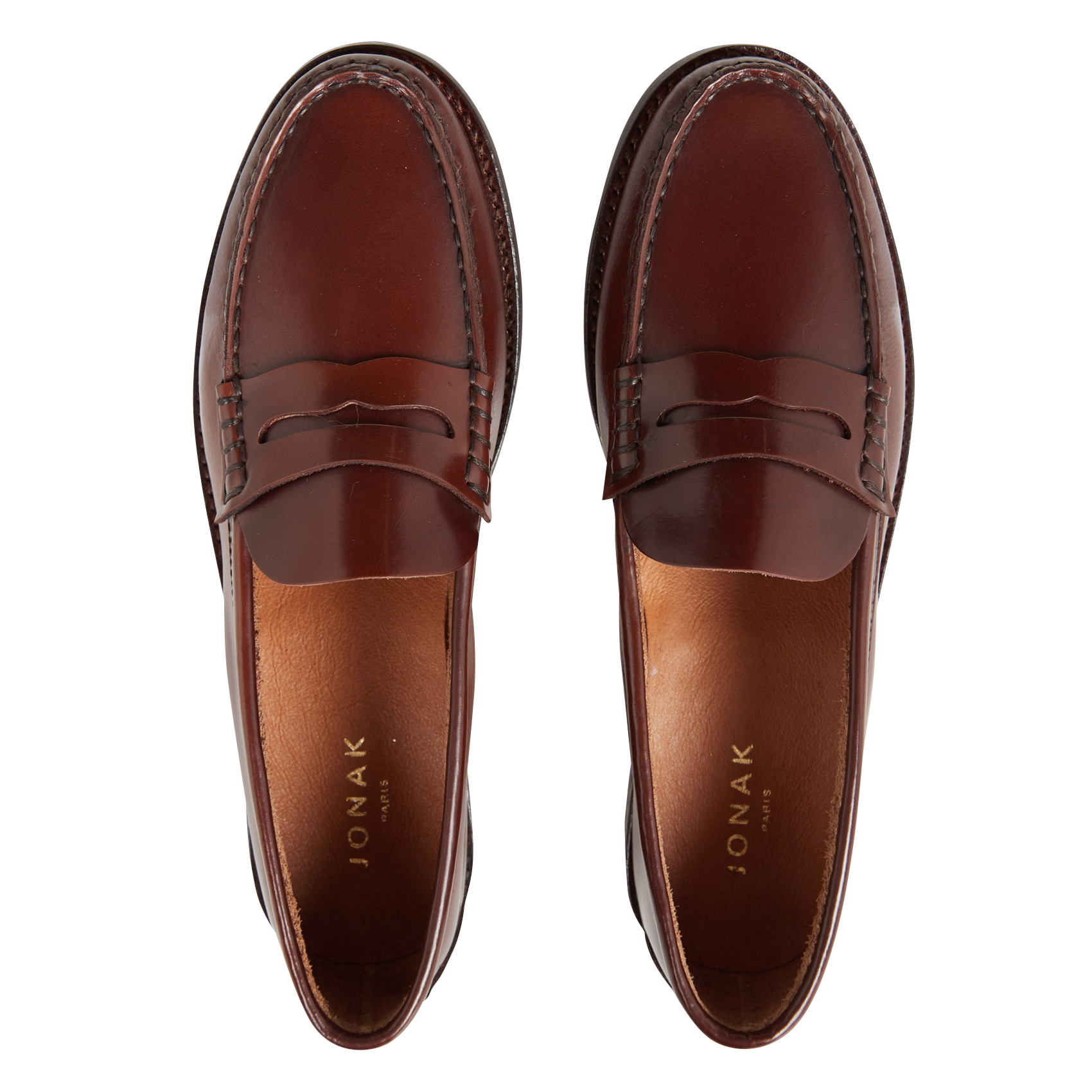 ODELYA - Mocassins en cuir glacé| Marron
