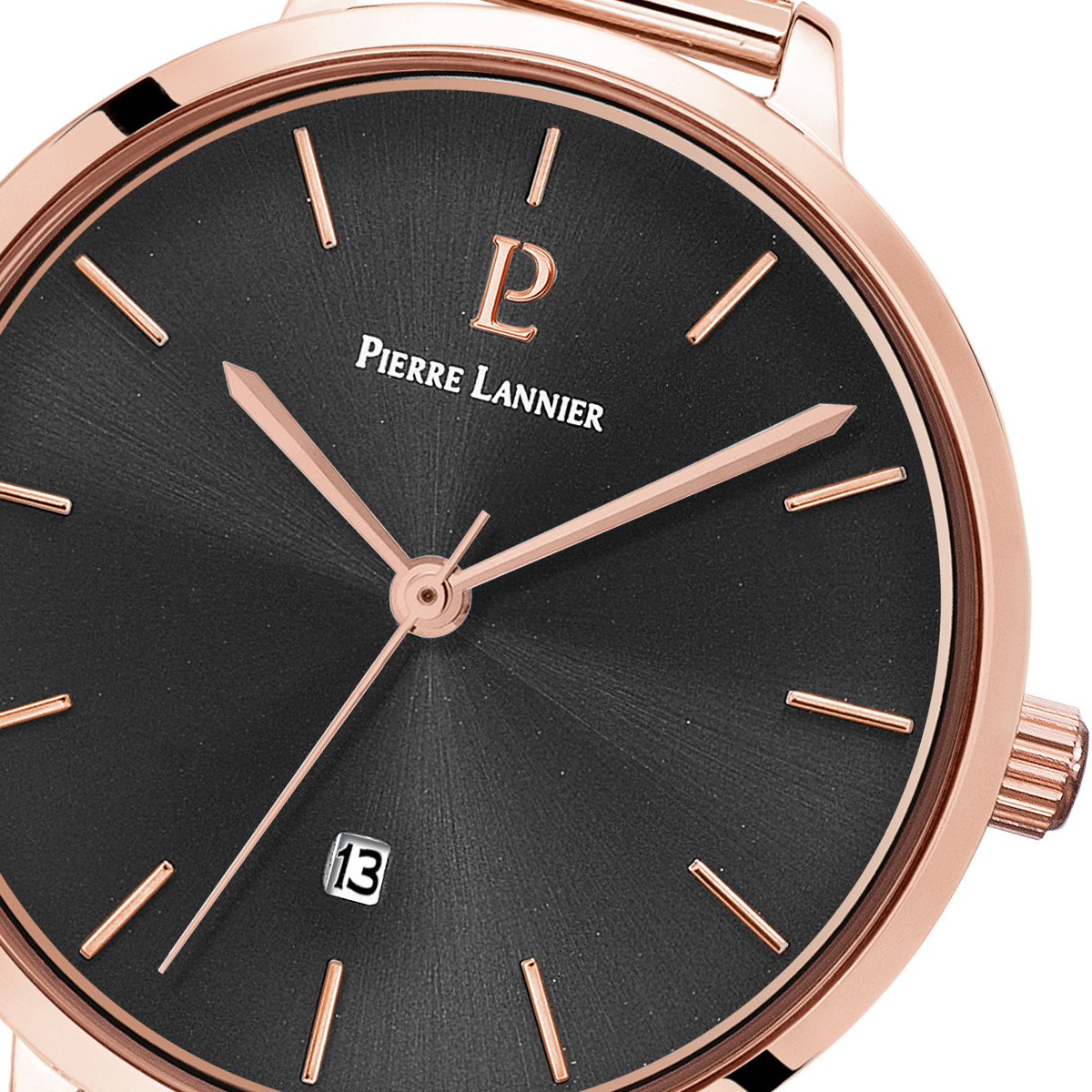 Montre Pierre Lannier femme acier doré rose bracelet maille milanaise