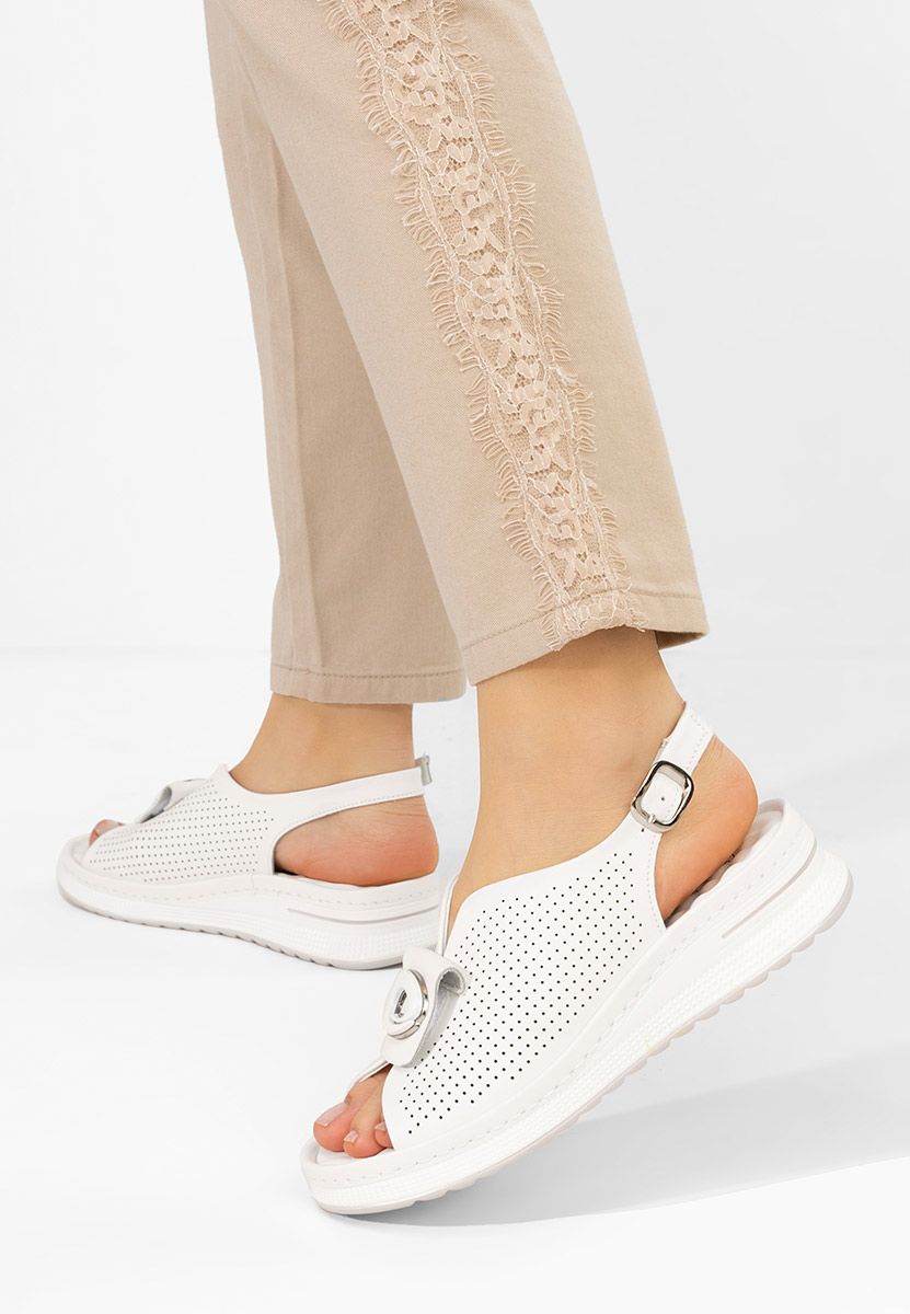 Sandales en cuir naturel blanches Calora