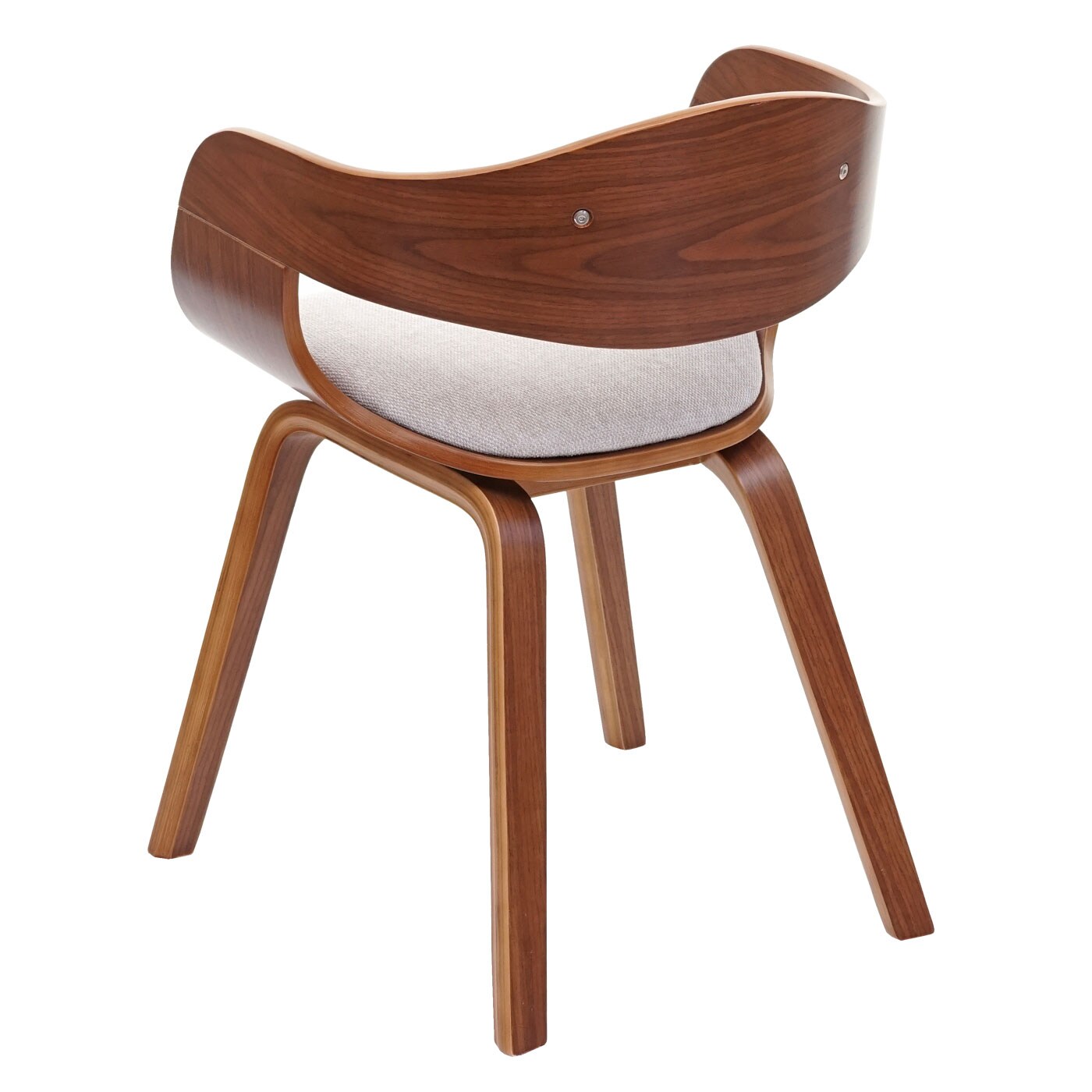 Besucherstuhl MCW-A47, Konferenzstuhl Stuhl, Holz Bugholz Retro-Design Walnussoptik ~ Stoff/Textil, creme-beige