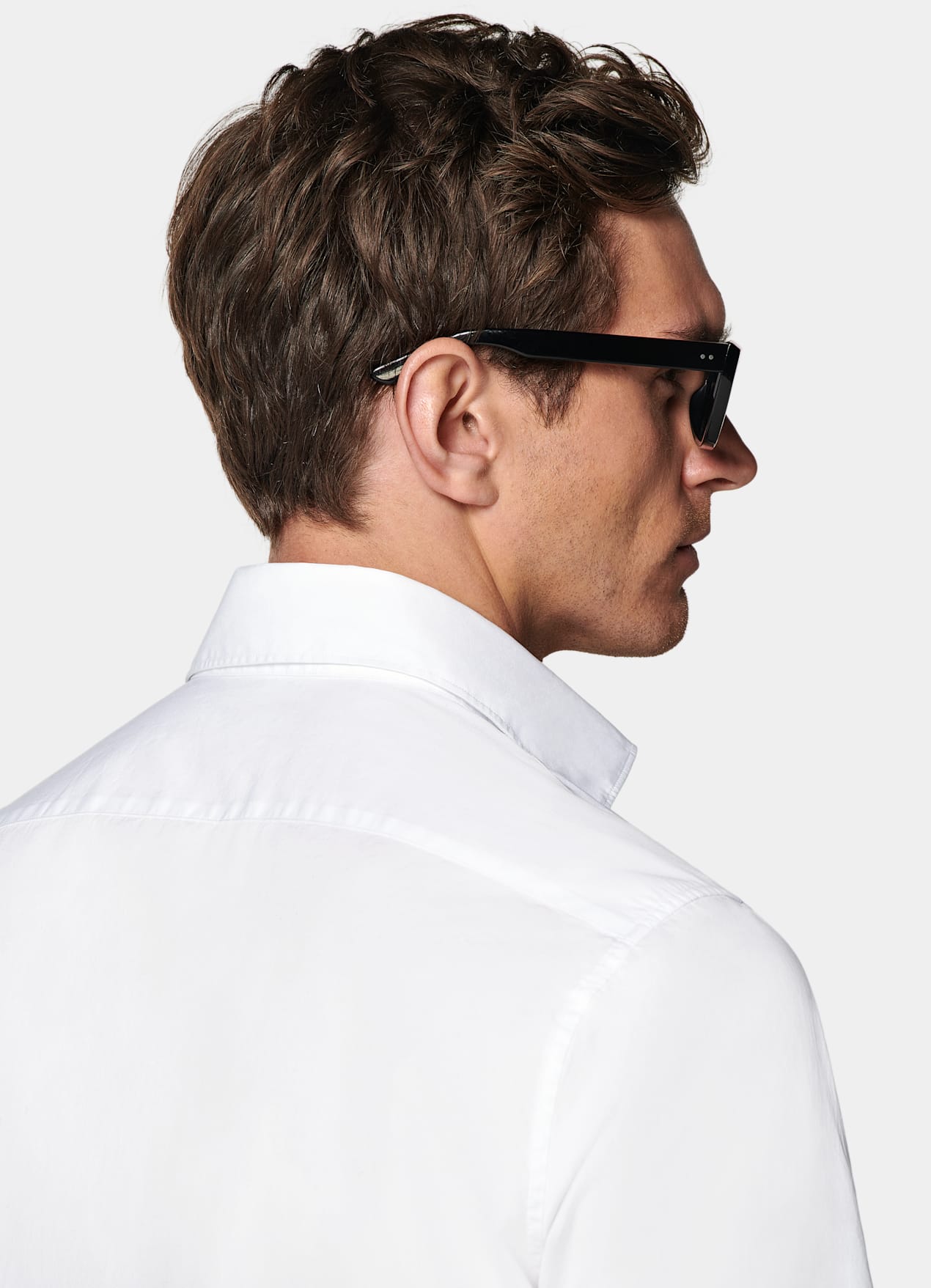 Chemise ajustée en popeline blanche