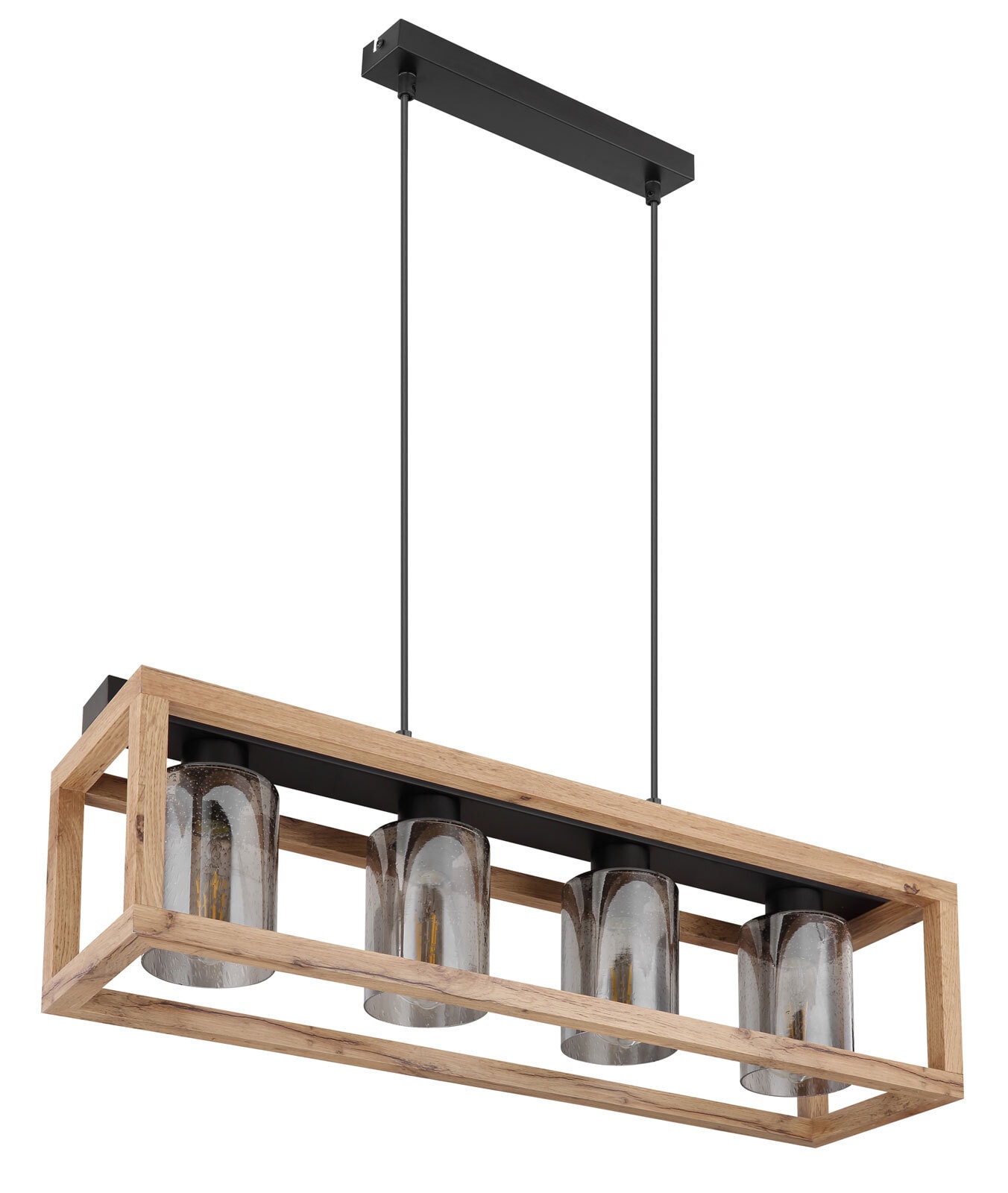 PETTEY Pendellampe schwarz 15497-4H, B/H/T: 75 x 120 x 20 cm, Glas, Metall