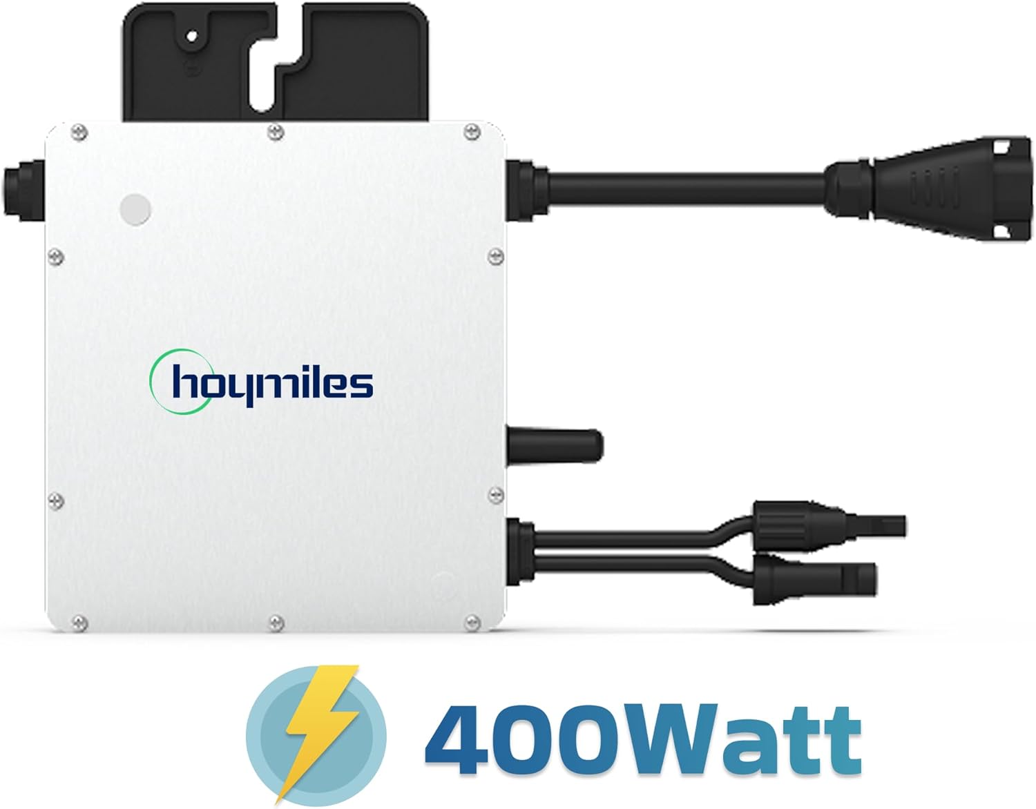 SUNNIVA® 460W Balkonkraftwerk BIFAZIAL FULLBLACK komplett Steckdose HOYMILES 400 Watt Wechselrichter, PV Solaranlage Komplettset, 1x 460W N-Type Glas-Glas Bifacial Solarmodule, 5m Kabel