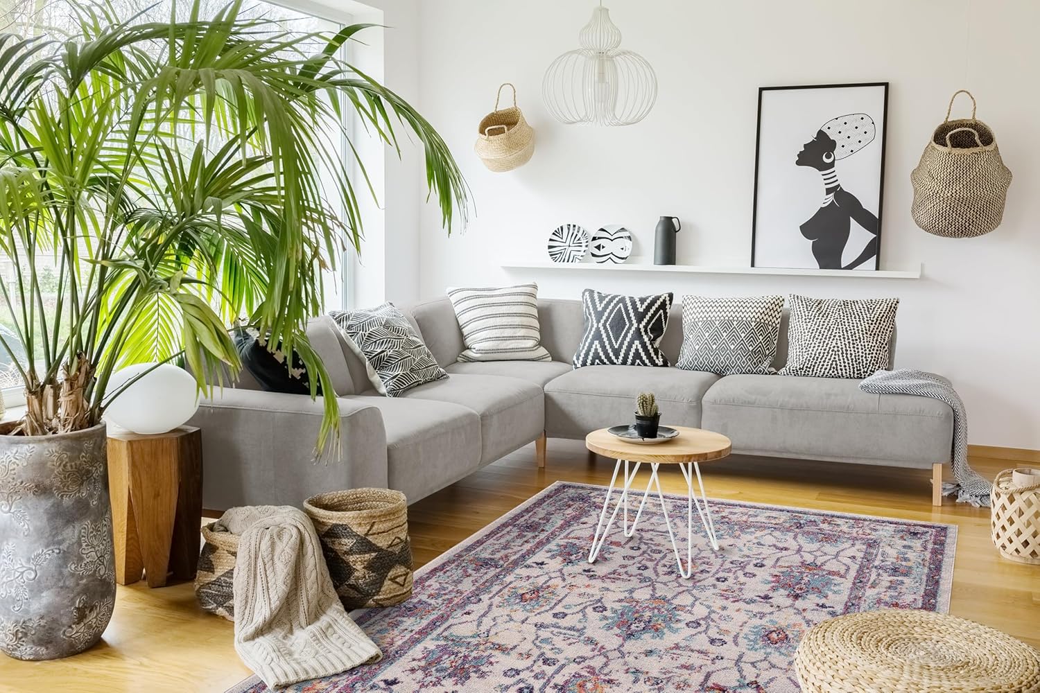 Wilton Vintage-Teppich für Wohnzimmer, weicher und strapazierfähiger Teppich, Kinder- und haustierfreundlich, gewebt, klassisches Medaillon-Design im Used-Look für Schlafzimmer, Flur und