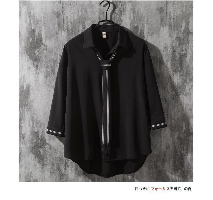 Tonni's - Shirt met stropdas en elleboogmouwen