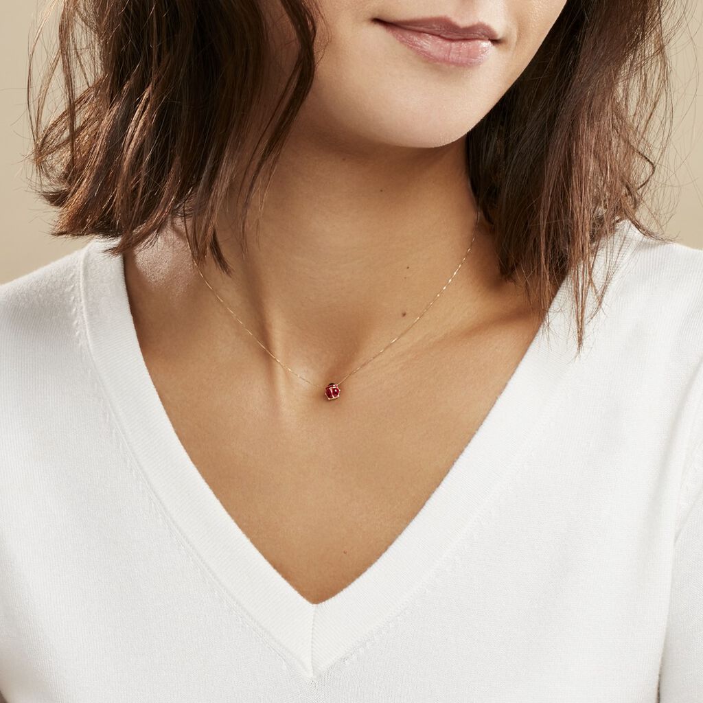Collier Helidie Coccinelle Or Jaune
