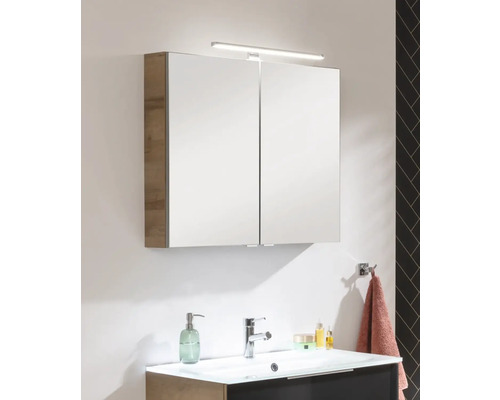 FACKELMANN B.Brillant spiegelkast, 80 x 15,1 x 68 cm, eikenhout, 2-deurs, LED, IP 20
