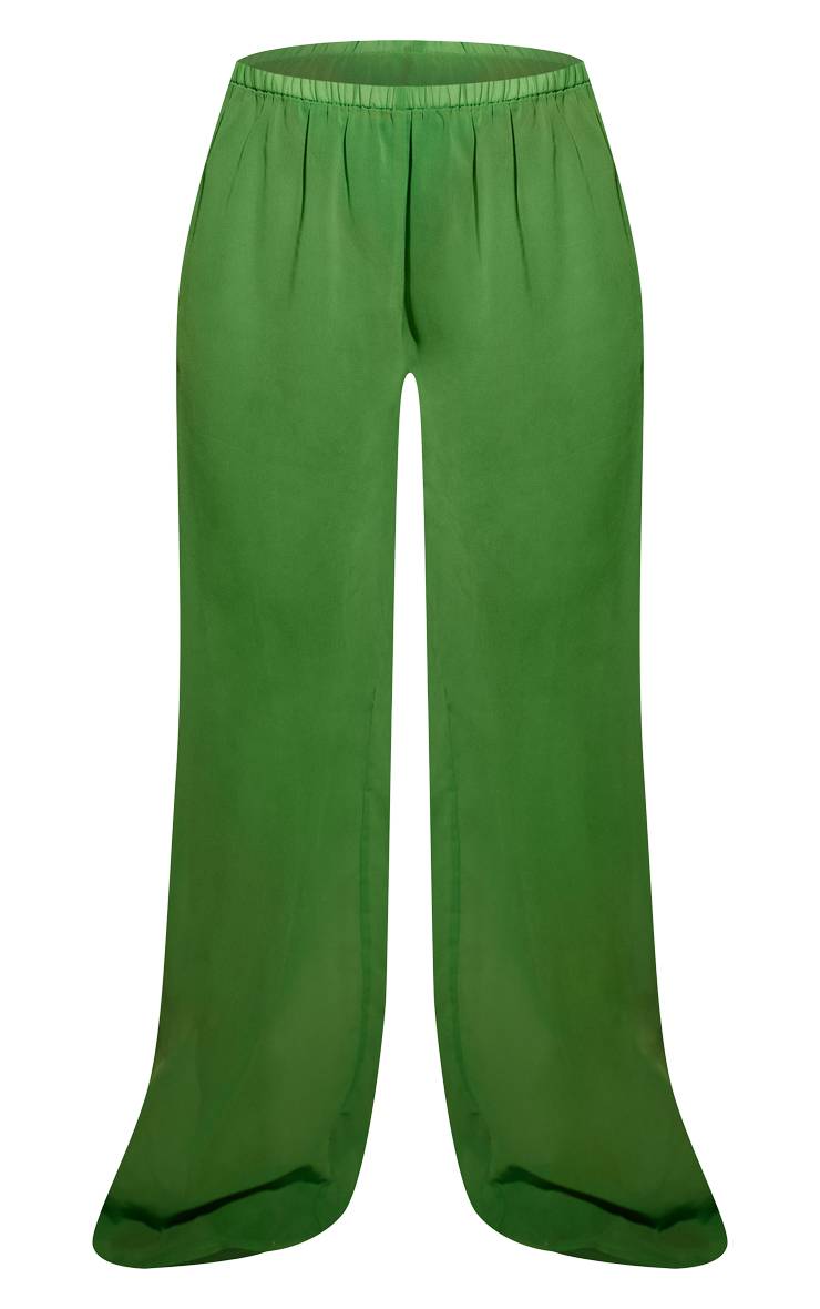 Vert Pantalon De Plage Large En Mousseline