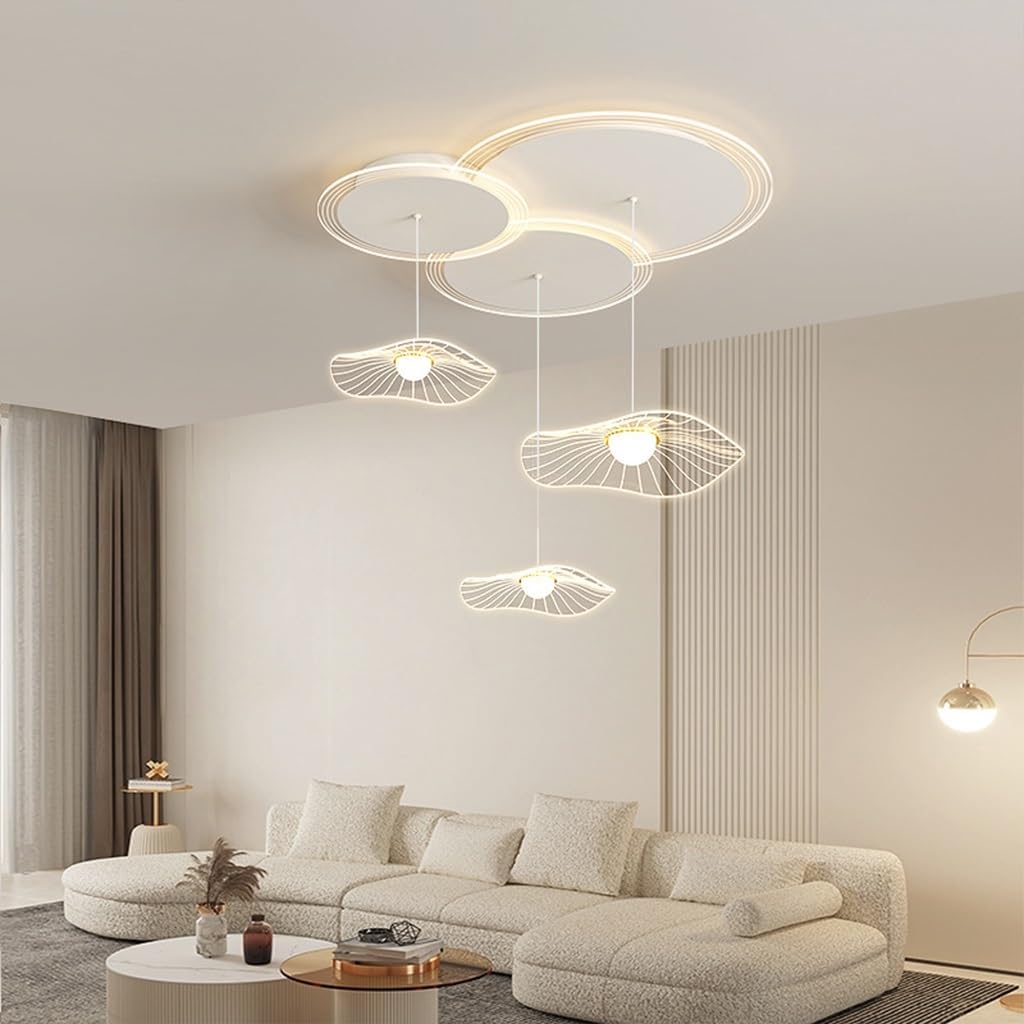 Pendelleuchte LED Indoor Restaurant Kronleuchter dimmbar modern Lotusblatt Stil kreatives Design Lampe Acryl Lampenschirm höhenverstellbar Deckenleuchte Schlafzimmer Wohnzimmer Bar Bürobeleuchtung