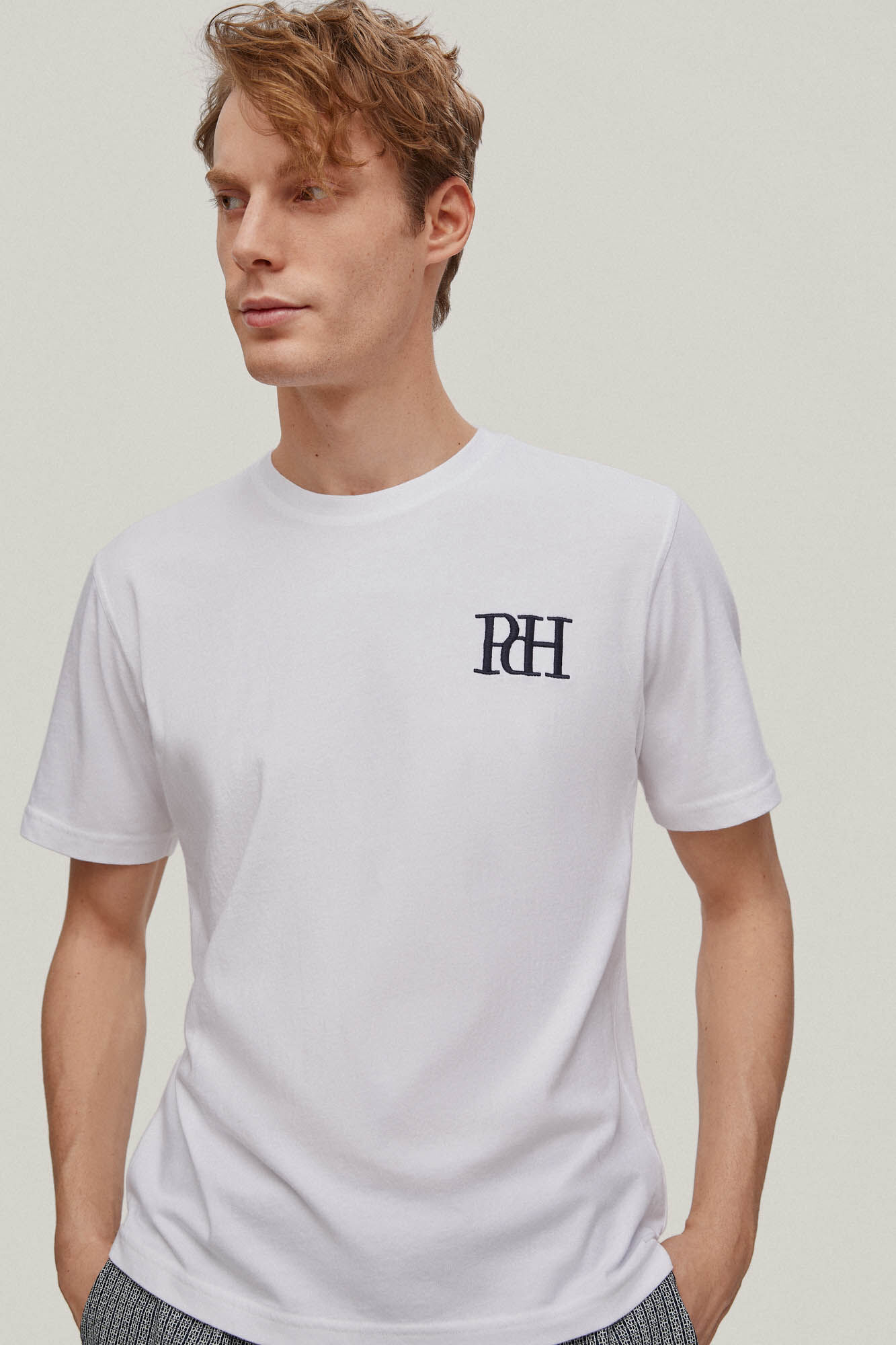 Conjunto de pijama de malha e tecido - Branco