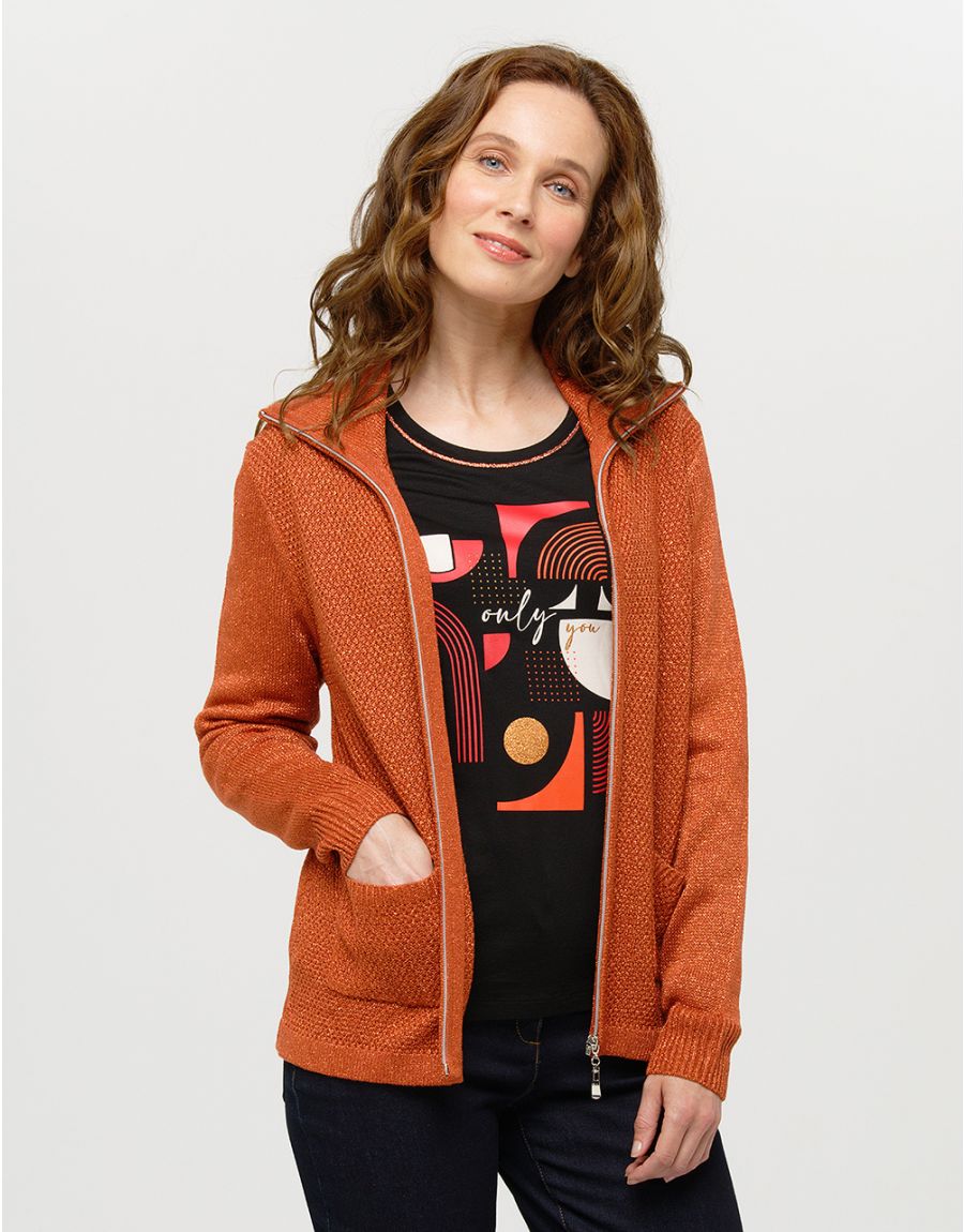Gilet maille orange irisé